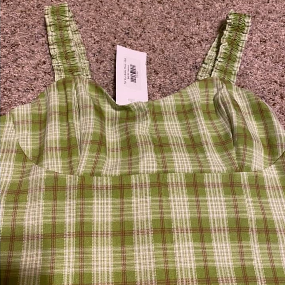 Green Plaid Sleeveless dress